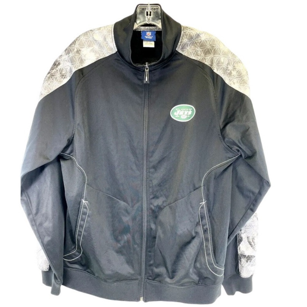 NY Jets/ Reebox On Field  Black Sz‎ Large Full Zip Jacket (X30) EUC